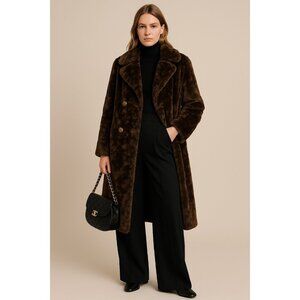 Vintage NORBA Brown Faux Fur Long Women’s Medium Large Statement Winter Coat